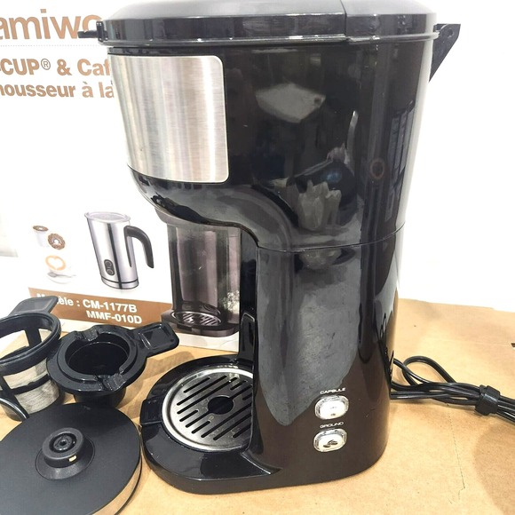 Combo Single Serve Coffee Maker & Milk Frother K cup Ground Coffee Self-cleaning - Picture 8 of 14